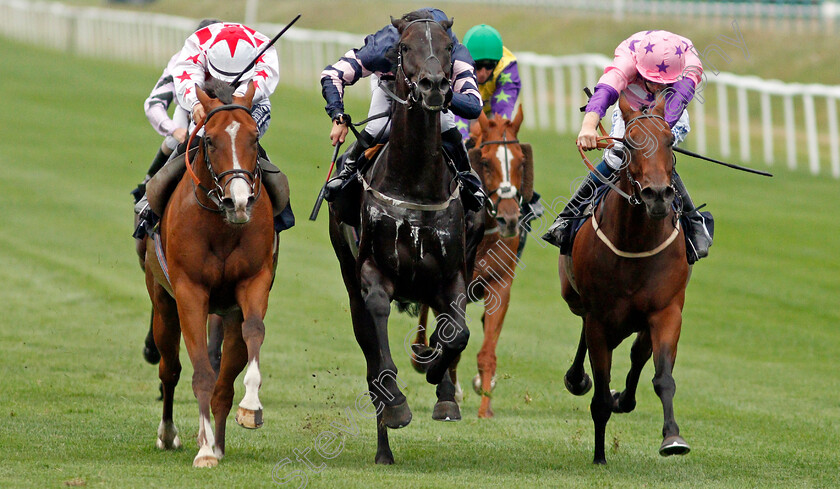 Thechildren strust-0004 
 THECHILDREN'STRUST (centre, Rhys Clutterbuck) beats ROCK ICON (right) and SPANISH STAR (left) in The Betway Handicap
Lingfield 14 Aug 2020 - Pic Steven Cargill / Racingfotos.com