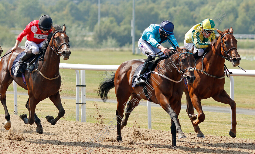 Boogie-Time-0002 
 BOOGIE TIME (centre, Clifford Lee) beats BAILEYS BREATHLESS (right) and BLUE HERO (left) in The British Stallion Studs EBF Penn Novice Stakes
Wolverhampton 11 Aug 2020 - Pic Steven Cargill / Racingfotos.com