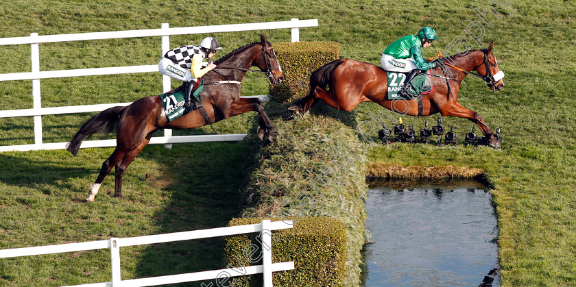 Ucello-Conti-0005 
 UCELLO CONTI (Daryl Jacob) leads PLEASANT COMPANY over The Water in The Randox Health Grand National Aintree 14 Apr 2018 - Pic Steven Cargill / Racingfotos.com