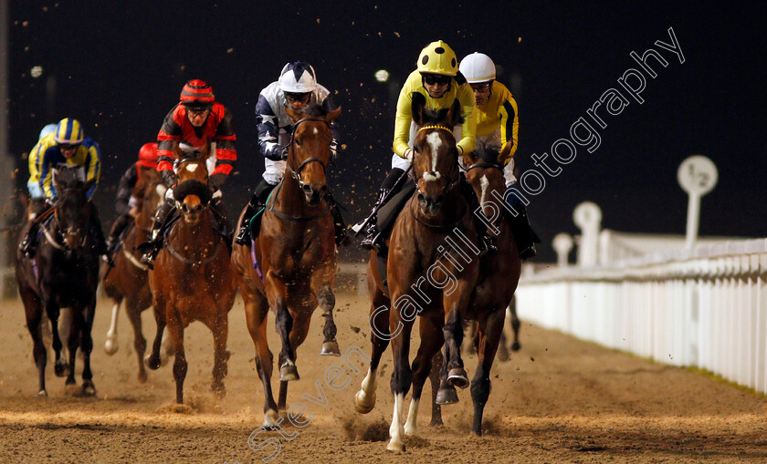 Noble-Expression-0007 
 NOBLE EXPRESSION (centre, Jack Mitchell) wins The Weatherbys General Stud Book Online EBF Novice Stakes Chelmsford 23 Nov 2017 - Pic Steven Cargill / Racingfotos.com