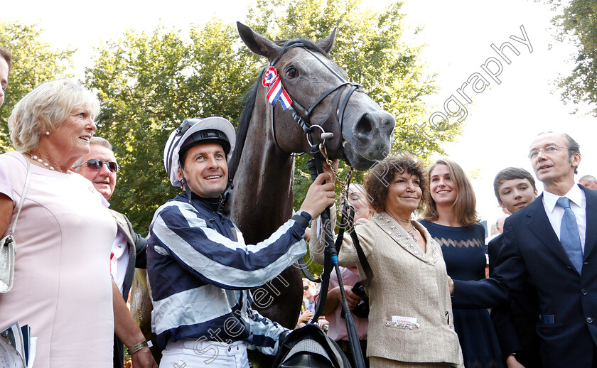 Alpha-Centauri-0010 
 ALPHA CENTAURI (Colm O'Donoghue) with Jessica Harrington and Maria Niarchos after The Tattersalls Falmouth Stakes
Newmarket 13 Jul 2018 - Pic Steven Cargill / Racingfotos.com