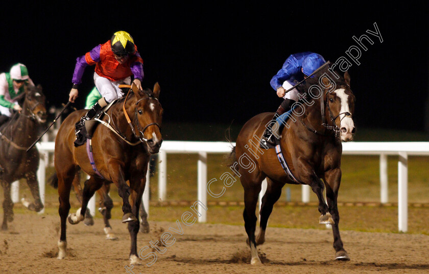 Da-Vinci-0003 
 DA VINCI (left, Joe Fanning) beats PITCHER'S POINT (right) in The Peter Andre Ladies Day Novice Stakes
Chelmsford 13 Feb 2020 - Pic Steven Cargill / Racingfotos.com