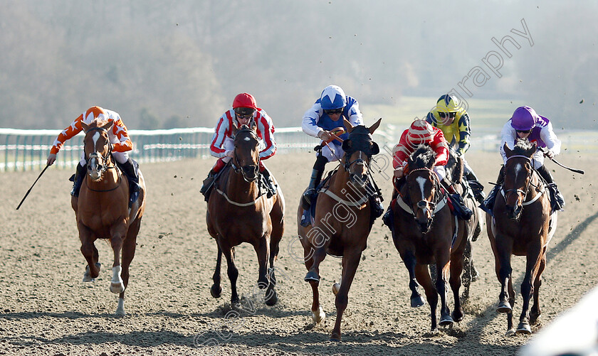 Exceeding-Power-0003 
 EXCEEDING POWER (2nd right, George Wood) beats PETITE JACK (centre) and COSMEAPOLITAN (right) in The Betway Casino Handicap
Lingfield 23 Feb 2019 - Pic Steven Cargill / Racingfotos.com