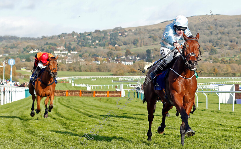 Twobeelucky-0006 
 TWOBEELUCKY (A E Lynch) wins The Masterson Holdings Hurdle Cheltenham 28 Oct 2017 - Pic Steven Cargill / Racingfotos.com