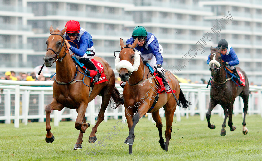 Taqdeeraat-0001 
 TAQDEERAAT (left, Harry Bentley) beats RAFEEF (right) in The Emirates Premier Handicap. 
Newbury 29 Jul 2018 - Pic Steven Cargill / Racingfotos.com