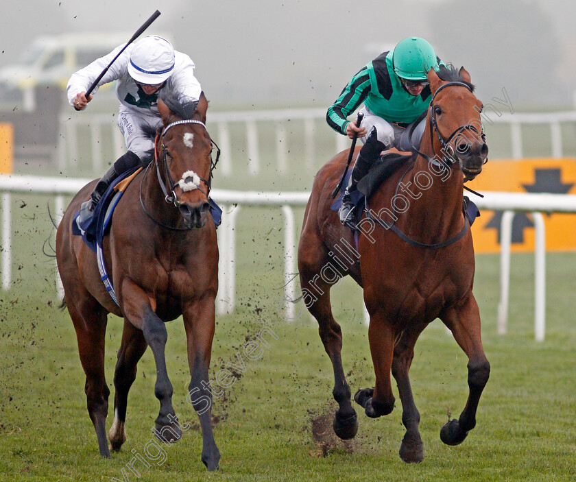 Banna-0005 
 BANNA (right, James Doyle) beats SUPER DEN (left) in The Betfair Each Way Edge Novice Stakes
Doncaster 7 Nov 2020 - Pic Steven Cargill / Racingfotos.com