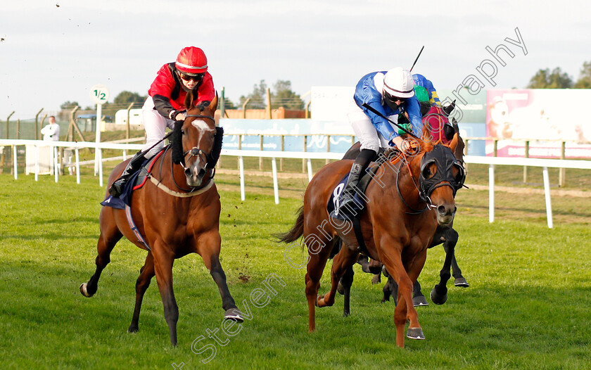 Wild-Flower-0004 
 WILD FLOWER (left, Molly Presland) beats SWELL SONG (right) in The Final Furlong Podcast Handicap
Yarmouth 17 Sep 2020 - Pic Steven Cargill / Racingfotos.com