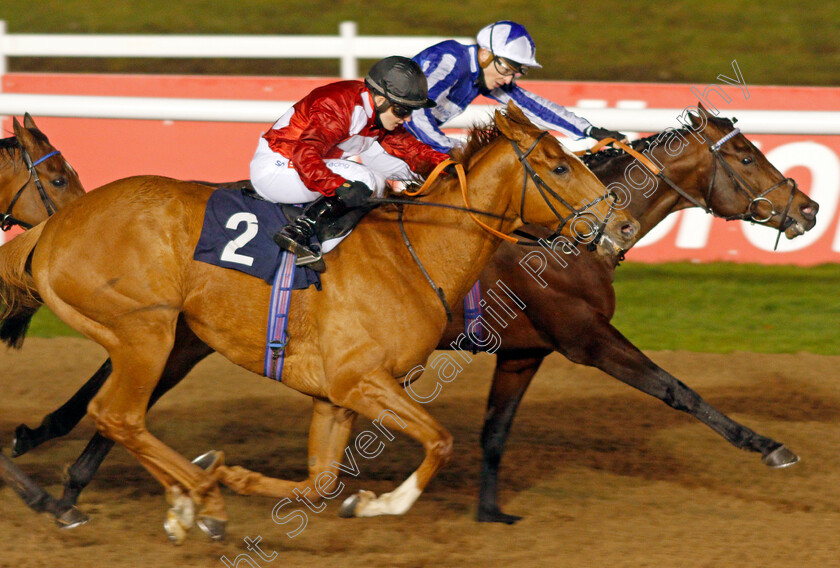 Felix-0007 
 FELIX (nearside, Hollie Doyle) beats BANGKOK (farside) in The Betway Conditions Stakes
Wolverhampton 11 Jan 2021 - Pic Steven Cargill / Racingfotos.com