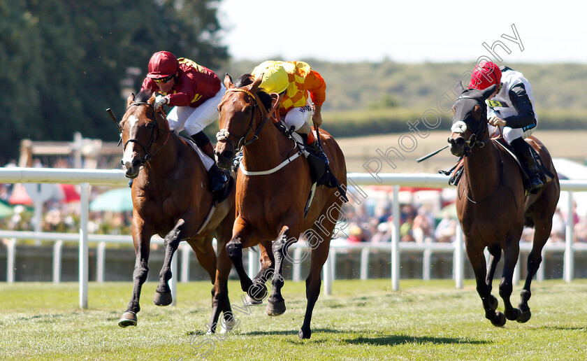 Second-Step-0002 
 SECOND STEP (centre, Andrea Atzeni) beats DYLAN MOUTH (left) and CRIMSON ROSETTE (right) in The Betway Fred Archer Stakes
Newmarket 30 Jun 2018 - Pic Steven Cargill / Racingfotos.com