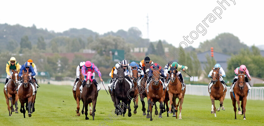 Bemer-0005 
 BEMER (blue & red, T Bachelot) wins The Prix des Greniers a Sel 
Deauville 12 Aug 2023 - Pic Steven Cargill / Racingfotos.com