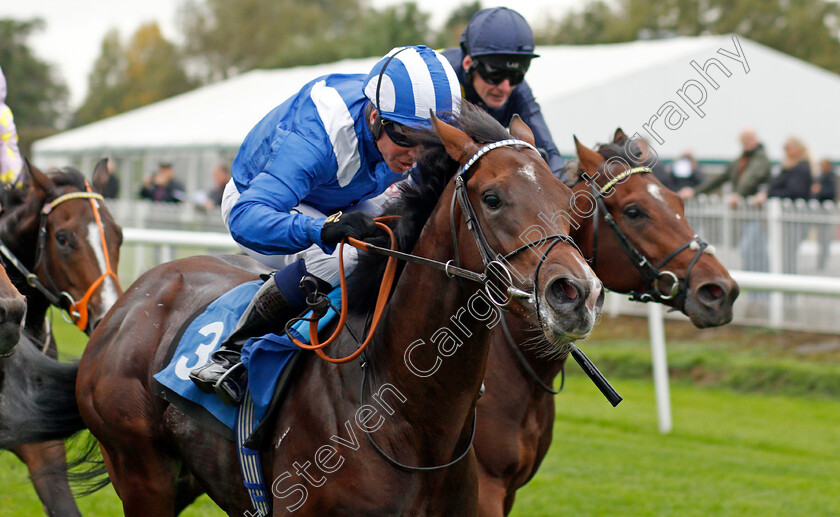 Ikhtiraaq-0006 
 IKHTIRAAQ (Jim Crowley) wins The British EBF Novice Stakes Div1
Leicester 12 Oct 2021 - Pic Steven Cargill / Racingfotos.com