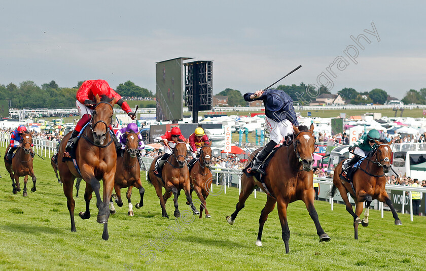 Tuesday-0007 
 TUESDAY (centre, Ryan Moore) beats EMILY UPJOHN (left) and NASHWA (right) in The Cazoo Oaks
Epsom 3 Jun 2022 - Pic Steven Cargill / Racingfotos.com