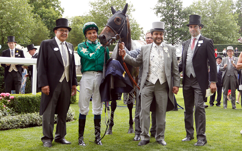 Aljazzi-0007 
 ALJAZZI (William Buick) with Imad Al Sagar, Marco Botti and Tony Nerses after The Duke Of Cambridge Stakes
Royal Ascot 20 Jun 2018 - Pic Steven Cargill / Racingfotos.com