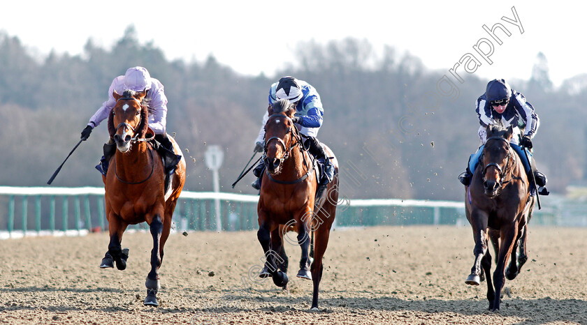 Abe-Lincoln-0002 
 ABE LINCOLN (left, Ryan Moore) beats EMENEM (centre) and KYLLACHY GALA (right) in The Betway Handicap Lingfield 27 Feb 2018 - Pic Steven Cargill / Racingfotos.com