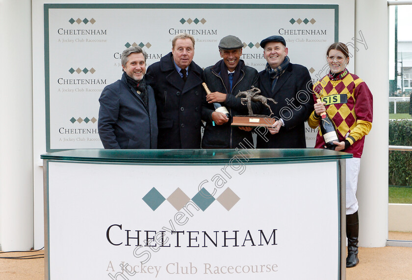 Siruh-Du-Lac-0009 
 Presentation by Harry Redknapp to Nick William, Lizzie Kelly and owners for The Spectra Cyber Security Solutions Trophy Handicap Chase won by SIRUH DU LAC
Cheltenham 26 Jan 2019 - Pic Steven Cargill / Racingfotos.com