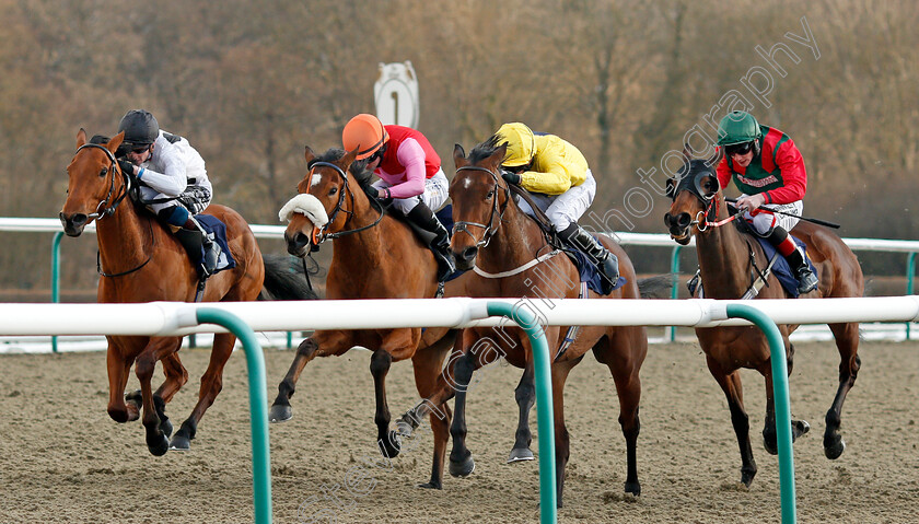 Zest-0001 
 ZEST (left, Daniel Muscutt) beats SUMMER ICON (2nd right) and STELLAR SURPRISE (2nd left) in The British Stallion Studs 32Red EBF Fillies Conditions Stakes Lingfield 27 Feb 2018 - Pic Steven Cargill / Racingfotos.com