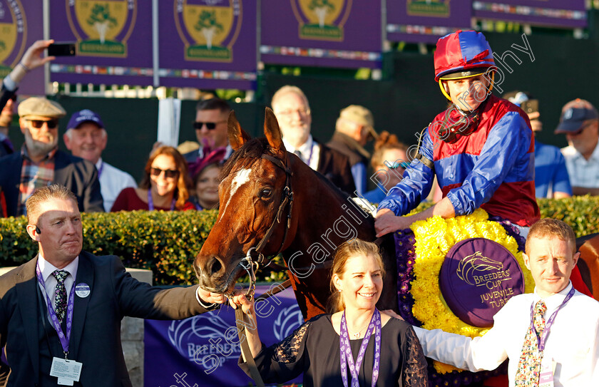 Victoria-Road-0007 
 VICTORIA ROAD (Ryan Moore) after the Breeders' Cup Juvenile Turf 
Breeders Cup Meeting, Keeneland USA, 4 Nov 2022 - Pic Steven Cargill / Racingfotos.com