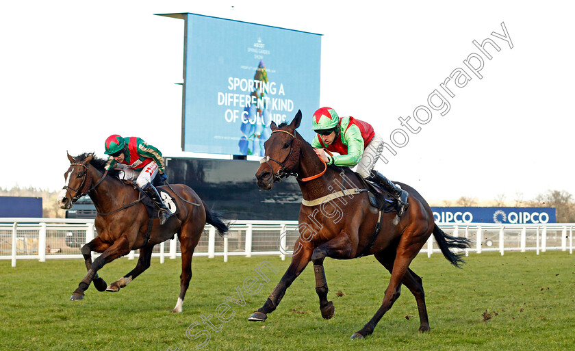 Le-Patriote-0002 
 LE PATRIOTE (right, Brian Hughes) beats FRIDAY NIGHT LIGHT (left) in The Ascot Spring Garden Show Handicap Hurdle Ascot 17 Feb 2018 - Pic Steven Cargill / Racingfotos.com