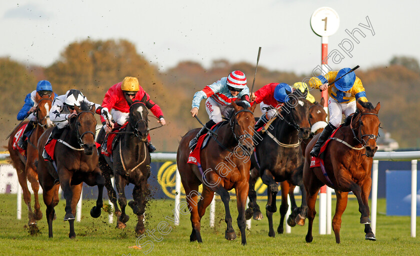 Star-Rock-0003 
 STAR ROCK (right, P J McDonald) beats VINTAGE FOLLY (centre) and MELESINA (left) in The Betfred TV EBF Stallions Breeding Winners Gillies Fillies Stakes Doncaster 11 Nov 2017 - Pic Steven Cargill / Racingfotos.com