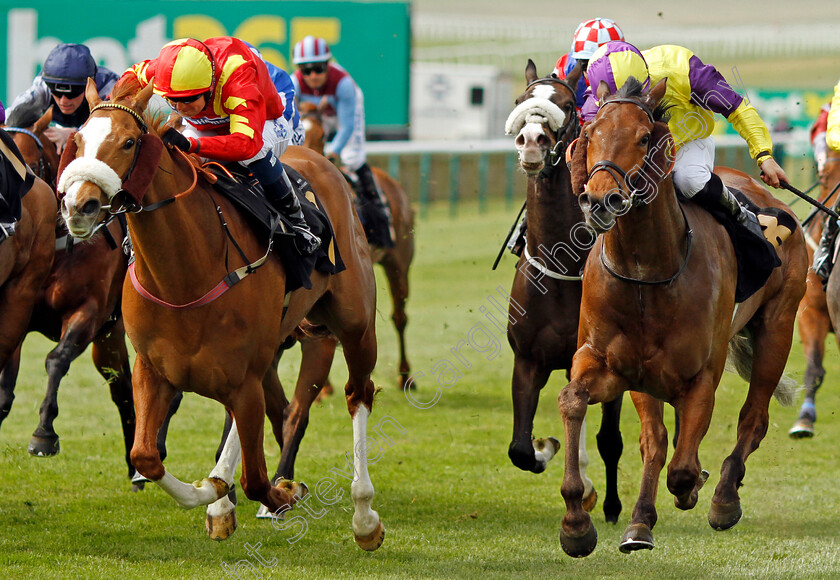 Gale-Force-Maya-0003 
 GALE FORCE MAYA (left, Connor Beasley) beats BERGERAC (right) in The Weatherbys Bloodstock Pro Handicap
Newmarket 12 Apr 2022 - Pic Steven Cargill / Racingfotos.com