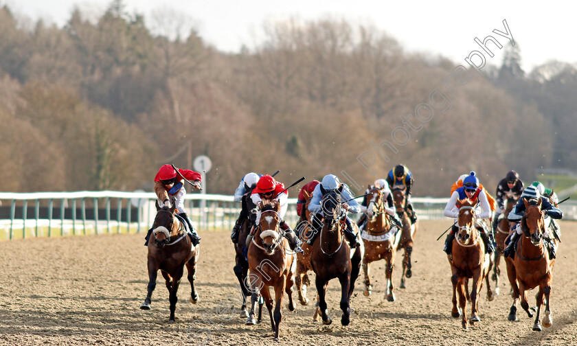 Crimewave-0001 
 CRIMEWAVE (2nd left, Laura Pearson) wins The Betway Handicap
Lingfield 29 Jan 2021 - Pic Steven Cargill / Racingfotos.com