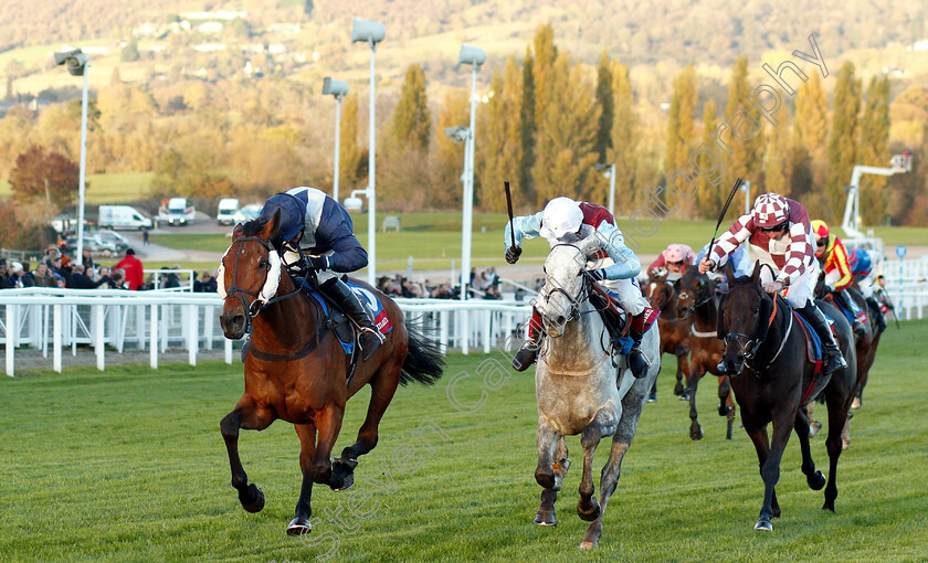 Sam-Red-0003 
 SAM RED (left, William Marshall) beats FIFTY SHADES (centre) in The Ryman Stationery Cheltenham Business Club Amateur Riders Handicap Chase
Cheltenham 26 Oct 2018 - Pic Steven Cargill / Racingfotos.com