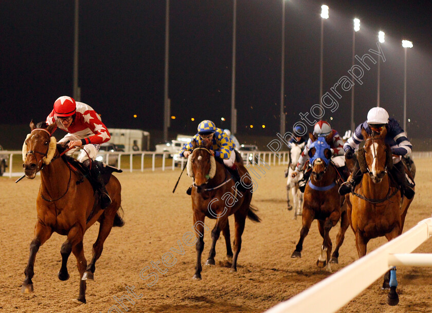 Complicit-0001 
 COMPLICIT (Alex Ferguson) wins The Bet toteplacepot At betfred.com Amateur Riders Handicap Chelmsford 21 Dec 2017 - Pic Steven Cargill / Racingfotos.com