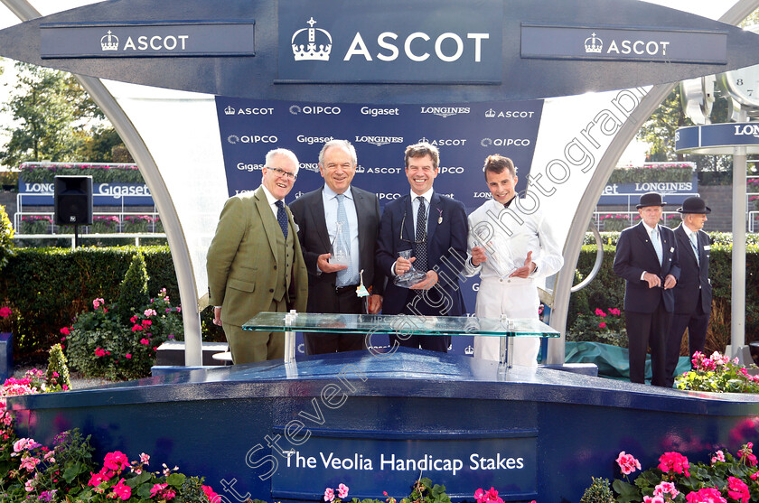 Lush-Life-0010 
 Presentation to Michael Buckley, Jamie Osborne and William Buick for The Veolia Handicap won by LUSH LIFE
Ascot 8 Oct 2018 - Pic Steven Cargill / Racingfotos.com