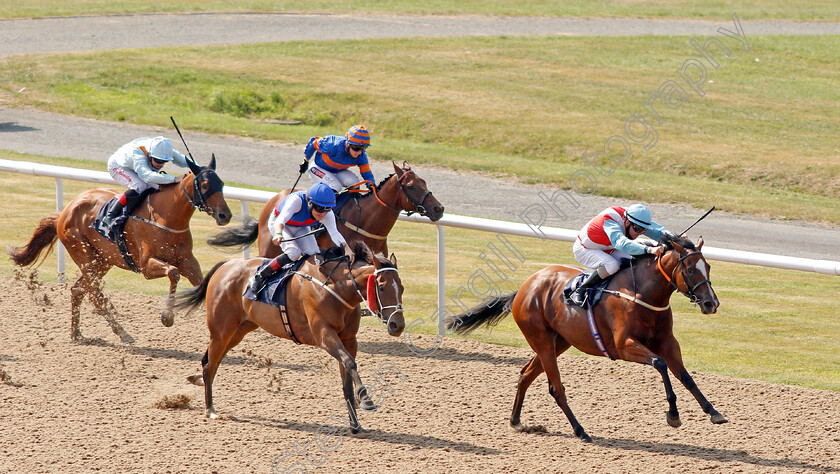 Maid-Millie-0001 
 MAID MILLIE (centre, Tim Clark) beats ELZAAM'S DREAM (right) in The Sky Sports Racing Sky 415 Handicap
Wolverhampton 11 Aug 2020 - Pic Steven Cargill / Racingfotos.com