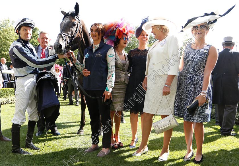 Alpha-Centauri-0012 
 ALPHA CENTAURI (Colm O'Donoghue) with Jessica Harrington and Maria Niarchos after The Coronation Stakes
Royal Ascot 22 Jun 2018 - Pic Steven Cargill / Racingfotos.com