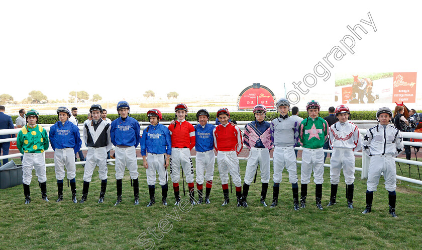 Bahrain-0007 
 Jockeys line up for The Bahrain International Trophy
Sakhir Racecourse, Bahrain 19 Nov 2021 - Pic Steven Cargill / Racingfotos.com