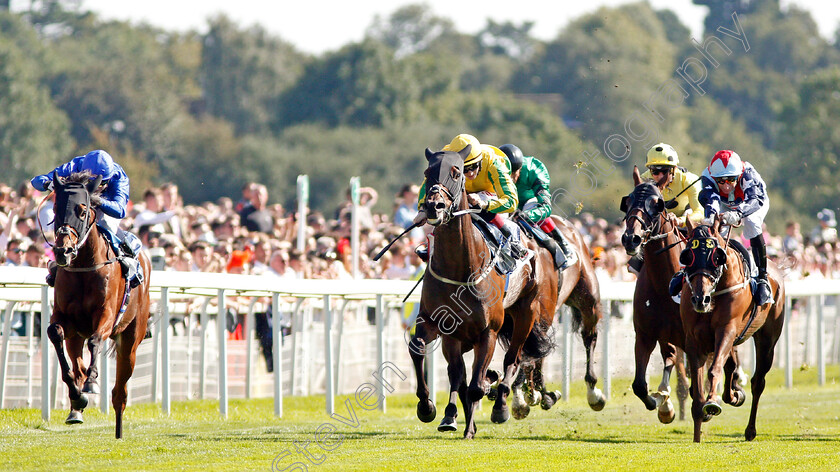 Mustajeer-0003 
 MUSTAJEER (centre, Colin Keane) beats RED GALILEO (left) in The Sky Bet Ebor
York 24 Aug 2019 - Pic Steven Cargill / Racingfotos.com