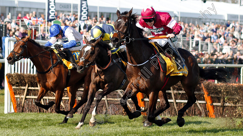 If-The-Cap-Fits-0006 
 IF THE CAP FITS (centre, Sean Bowen) beats APPLE'S JADE (right) and ROKSANA (left) in The Ryanair Stayers Hurdle
Aintree 6 Apr 2019 - Pic Steven Cargill / Racingfotos.com