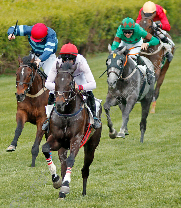 Iranistan-0007 
 IRANISTAN (centre, Darren Nagle) beats GIBRALFARO (left) in The Marcellus Frost Champion Hurdle Percy Warner Park, Nashville 12 May 2018 - Pic Steven Cargill / Racingfotos.com