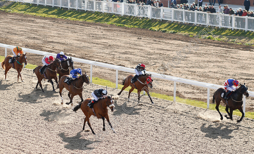 Hic-Bibi-0001 
 HIC BIBI (left, David Egan) beats HOLY TIBER (right) in The Bet toteswinger At totesport.com Handicap
Chelmsford 11 Apr 2019 - Pic Steven Cargill / Racingfotos.com