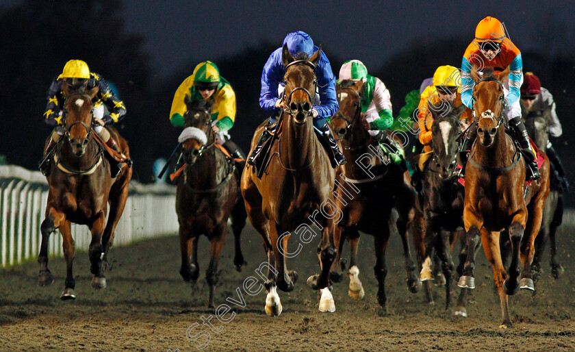 Espadrille-0005 
 ESPADRILLE (centre, William Buick) beats RUFFINA (right) in The100% Profit Boost At 32Redsport.com EBF Fillies Novice Stakes Div1 Kempton 8 Nov 2017 - Pic Steven Cargill / Racingfotos.com