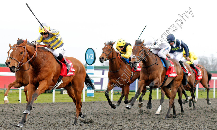 Hunaina-0005 
 HUNAINA (Alexis Badel) wins The Betfred Home Of Goals Galore Snowdrop Fillies Stakes Kempton 7 Apr 2018 - Pic Steven Cargill / Racingfotos.com