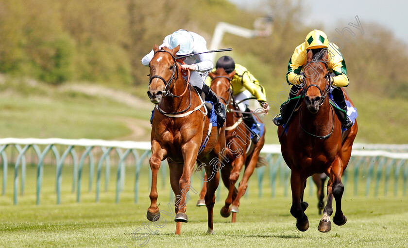 Delft-Dancer-0001 
 DELFT DANCER (left, Jim Crowley) beats SKEETAH (right) in The Follow 188bet On Twitter Fillies Novice Stakes Nottingham 1 May 2018 - Pic Steven Cargill / Racingfotos.com