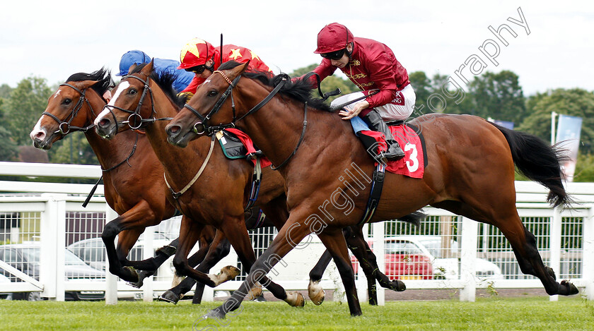 Shared-Belief-0004 
 SHARED BELIEF (centre, Edward Greatrex) beats RIOT (right) and VISIBLE CHARM (left) in The Chasemore Farm EBF Maiden Stakes
Sandown 14 Jun 2019 - Pic Steven Cargill / Racingfotos.com