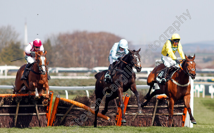 Black-Op-0002 
 BLACK OP (centre, Noel Fehily) beats LOSTINTRANSLATION (right) and MOMELLA (left) in The Betway Mersey Novices Hurdle Aintree 14 Apr 2018 - Pic Steven Cargill / Racingfotos.com