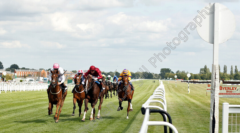 What-A-Welcome-0001 
 WHAT A WELCOME (left, Joey Haynes) beats SKY EAGLE (centre) and CLIFFS OF DOVER (right) in The Big Group Insight Hanidcap
Newbury 17 Aug 2018 - Pic Steven Cargill / Racingfotos.com