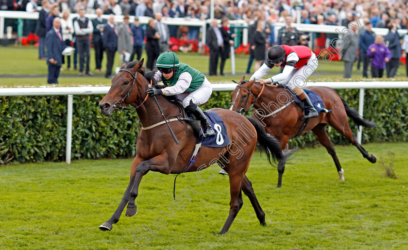 Kryptos-0001 
 KRYPTOS (Nicola Currie) wins The P J Towey Construction Ltd Handicap Doncaster 16 Sep 2017 - Pic Steven Cargill / Racingfotos.com