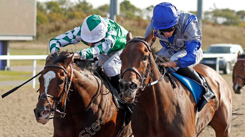 Global-Art-0004 
 GLOBAL ART (right, Ryan Moore) beats EL SALVAJE (left) in The tote.co.uk Free Streaming Every UK Race Handicap Div1
Chelmsford 20 Sep 2020 - Pic Steven Cargill / Racingfotos.com