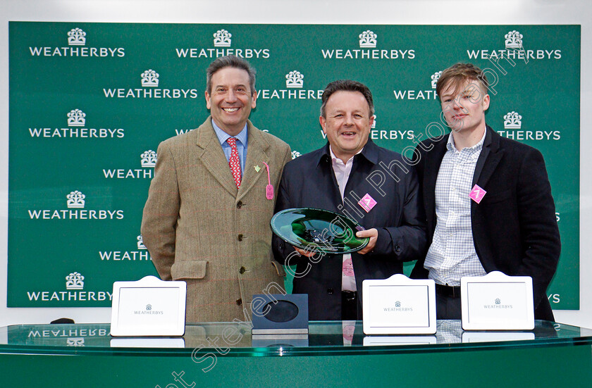 Relegate-0006 
 Presentation by Roger Weatherby to Paul McKeon for The Weatherbys Champion Bumper won by RELEGATE Cheltenham 14 Mar 2018 - Pic Steven Cargill / Racingfotos.com