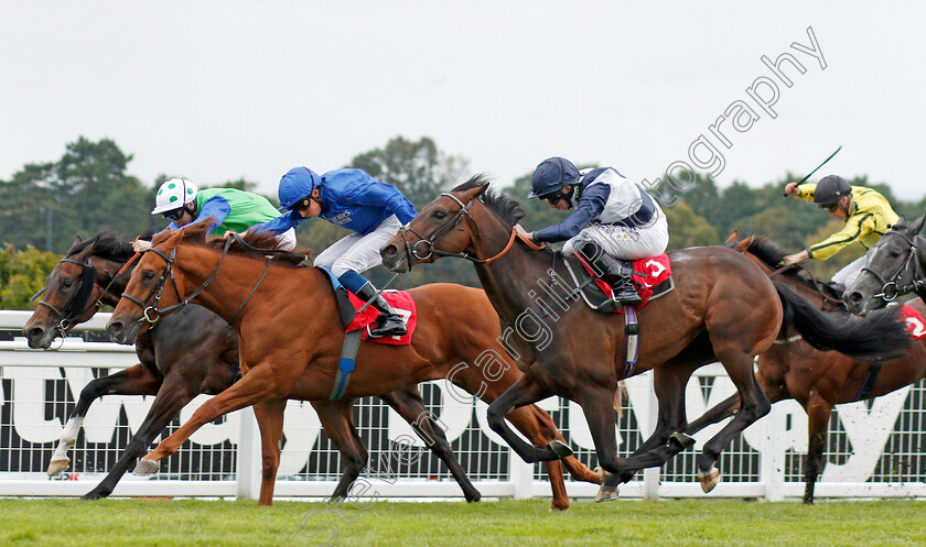 Imperial-Empire-0002 
 IMPERIAL EMPIRE (centre, William Buick) beats FORBIDDEN LAND (right) and SWINLEY FOREST (farside) in The Betway Nursery
Sandown 31 Aug 2019 - Pic Steven Cargill / Racingfotos.com