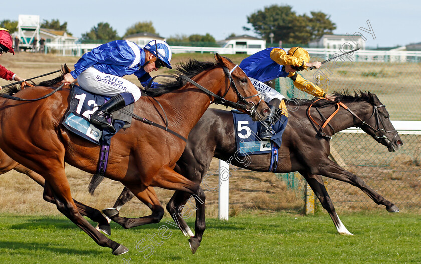 Shaara-0002 
 SHAARA (left, Jim Crowley) beats VILLE DE GRACE (right) in The EBF Stallions John Musker Stakes
Yarmouth 14 Sep 2022 - Pic Steven Cargill / Racingfotos.com