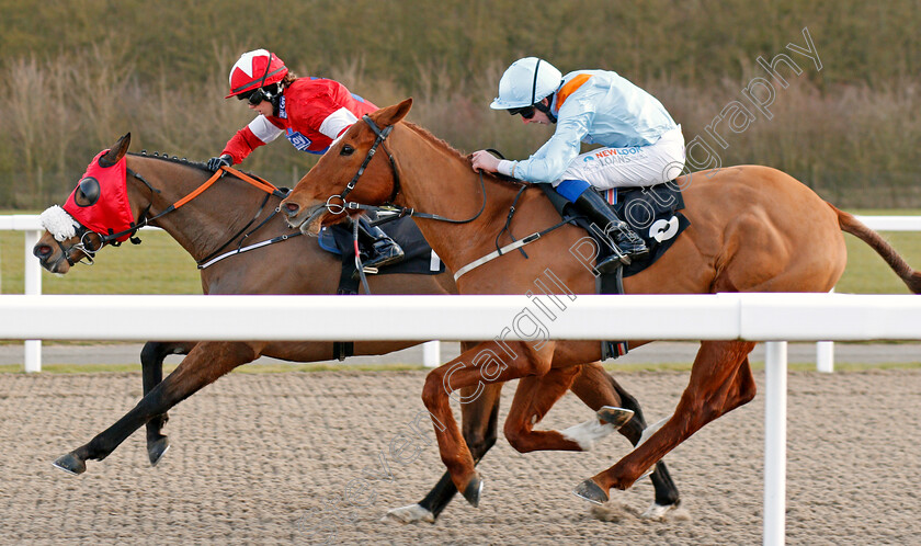 Krazy-Paving-0003 
 KRAVY PAVING (Grace McEntee) beats WATHEER (right) in The toteplacepot First Bet Of The Day Classified Stakes
Chelmsford 11 Feb 2020 - Pic Steven Cargill / Racingfotos.com