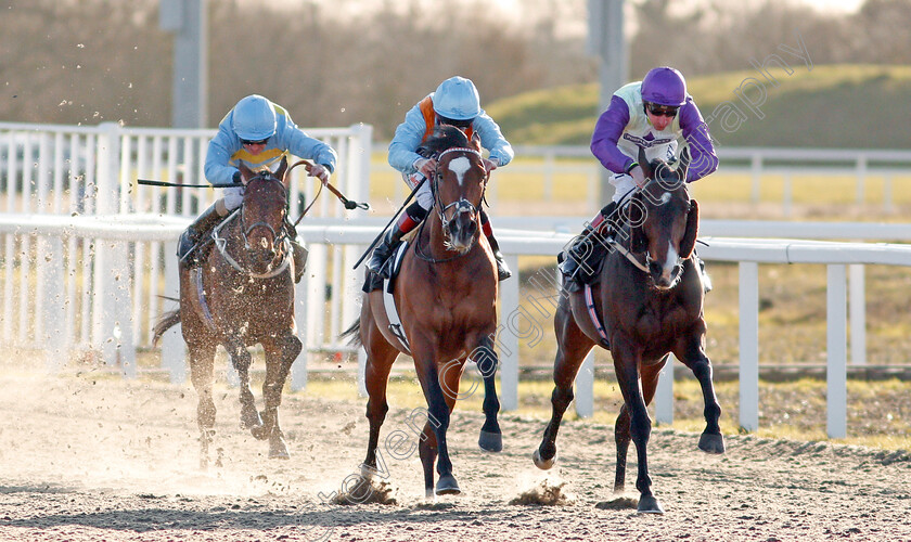 Prince-Of-Eagles-0002 
 PRINCE OF EAGLES (centre, Shane Kelly) beats EVENTFUL (right) in The Ministry Of Sound And Light Extravaganza Handicap
Chelmsford 11 Feb 2020 - Pic Steven Cargill / Racingfotos.com