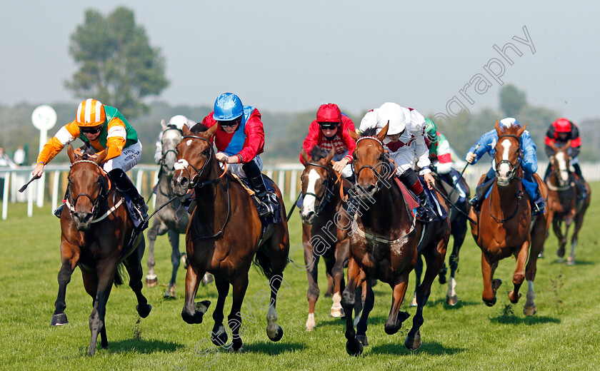 Colony-Queen-0004 
 COLONY QUEEN (left, Robert Havlin) beats DUSK (centre) and OH IT'S SAUCEPOT (right) in The British EBF Premier Fillies Handicap
Yarmouth 15 Sep 2020 - Pic Steven Cargill / Racingfotos.com