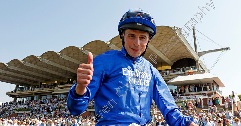 William-Buick-0002 
 William Buick after winning The Qatar Sussex Stakes on Notable Speech
Goodwood 31 Jul 2024 - Pic Steven Cargill / Racingfotos.com